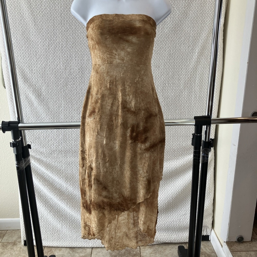 Charlotte Russe Brown Asymmetrical Strapless Velvet-Look Dress